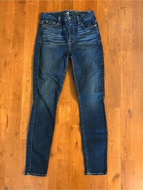 Women's 7 for All Mankind Dark Blue High-Rise Skinny Jeans - Size 27